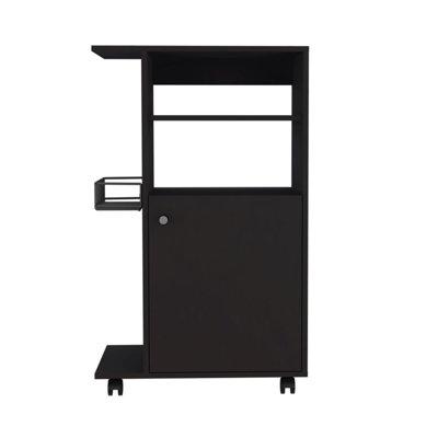 Ebern Designs Contemporary Rolling Kitchen Cart Wood in Black | 38.58 H x 23.6 W x 14.96 D in | Wayfair 96A75D912B5C4659BEE0574E2F60049F