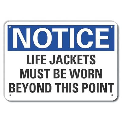 LYLE LCU5-0210-NP_14X10 Life Jackets Notice,Plastic,14"x10"