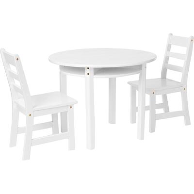 Lipper International Round Table with Shelf and 2 Chairs - White