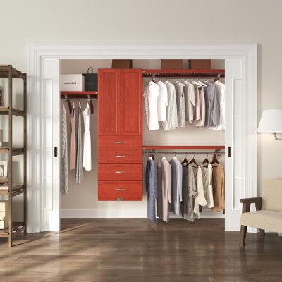 John Louis Home Solid Wood Walk-In Closet System w/ 4-Drawers & Solid Panel Doors Solid Wood in Red | 16 D in | Wayfair JLH-499