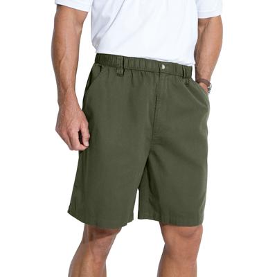 Men's Big & Tall Knockarounds® 8 Full Elastic Plain Front Shorts by KingSize in Olive (Size 2XL)