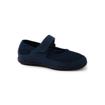 Girls Knit Comfort Flat Mary Jane Shoes - Lands' End - Blue - 11
