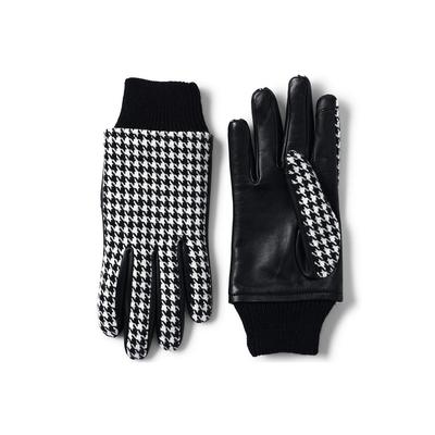 Women's EZ Touch Screen Lined Leather Gloves - Lands' End - Black - XL