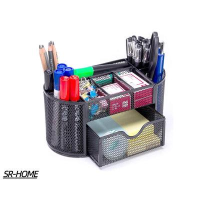 SR-HOME Desk Organizer w/ 9 Compartments, Different Sizes & Shapes For All Kinds Of Office Supplies, Durable Mesh, 8.8" L X 4.3" D X 4.3" H | Wayfair