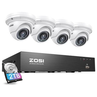 ZOSI 8CH 4K PoE Security Camera System, 5MP Outdoor PoE IP Cameras, Motion Sensor, Remote View, 1TB HDD in White | 17 H x 12 W x 8 D in | Wayfair
