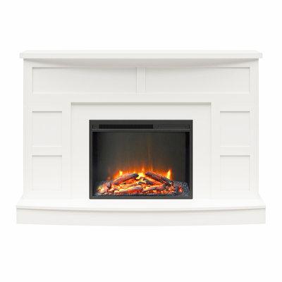 Winston Porter Kaspars 53.5" W Electric Fireplace Mantel, Glass in White | 36.3 H x 53.5 W x 18 D in | Wayfair 4490667006C14ABBB7A8228FB3651943