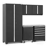 NewAge Products PRO 3.0 Series Black 6-Piece Cabinet Set with Stainless Steel Top