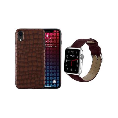 Waloo Cellular Phone Cases Brown - Brown Croc-Embossed iPhone Case & Band Replacement for Apple Watch