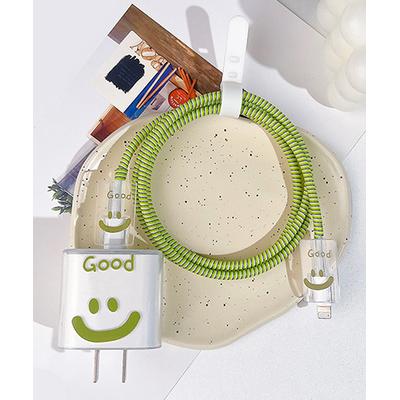 Shou Smart Surge Protectors green - Green Smile Charger & Data Cable Protector Set