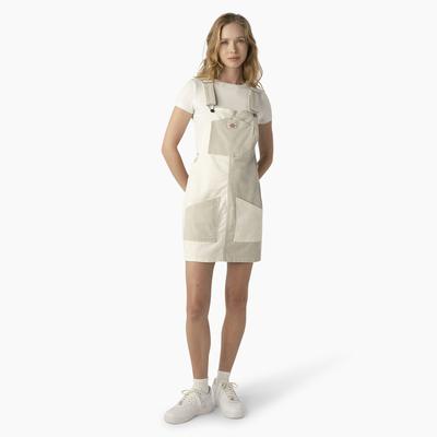 Dickies Women's Regular Fit Colorblock Bib Overall Dress - Cloud/desert Color Block Size XL (FVR55)