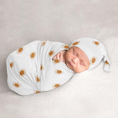 White & Pumpkin Boho Sun Baby Cocoon & Beanie Hat Sleep Sack Set by Sweet Jojo Designs Rayon from Bamboo in Orange/White | 8 W in | Wayfair