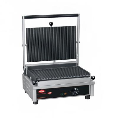 Hatco MCG14S-120-QS Single Commercial Panini Press w/ Cast Iron Smooth Plates, 120v, Smooth Top & Bottom, 120 V, Stainless Steel