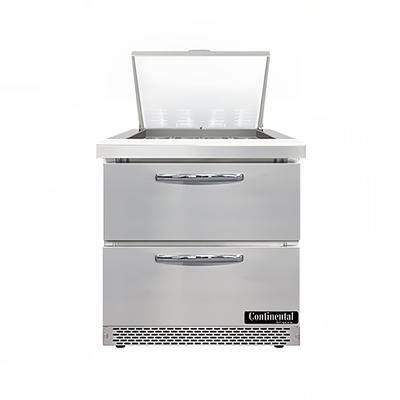 Continental SW32N12M-FB-D 32" Sandwich/Salad Prep Table w/ Refrigerated Base, 115v, Stainless Steel