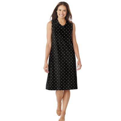 Plus Size Women's Short Sleeveless Sleepshirt by Dreams & Co. in Black Dot (Size 1X/2X) Nightgown