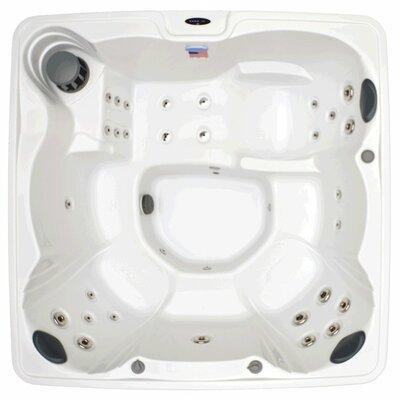 Home and Garden Spas 5-Person 32-Jet Hot Tub w/ Ozone System Acrylic, Fiberglass in Brown/White | 34 H x 75 W x 75 D in | Wayfair LPI51PE