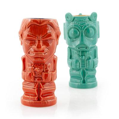 Geeki Tikis Star Wars Han Solo & Greedo Mugs | Star Wars Tiki Style Ceramic Cups in Green/Red | Wayfair 374