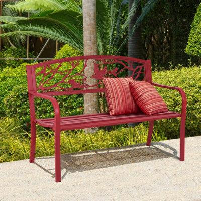 Wildon Home® Barile Stainless Steel Park Outdoor Bench Metal in Red | 34.5 H x 48.5 W x 23.5 D in | Wayfair AF748BBC8569409FB1865C1F04A9D0F9