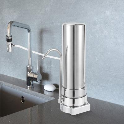YYBUSHER Countertop Stainless Steel Filtration System w  1 Filter in Gray | 13.39 H x 4.33 W x 5.12 D in | Wayfair YYBUSHER01429