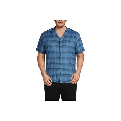 Blake Shelton x Lands' End Men's Big Traditional Fit Short Sleeve Hawaiian Shirt - Blue - 2XL
