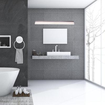 Ebern Designs Alphia 1-Light Dimmable LED Nickel Vanity Light in Gray/White | 4.75 H x 48 W x 3.63 D in | Wayfair F8367C51A3314151BCBCEBA57977D2F4