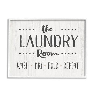 Stupell Industries Laundry Room Wash Dry Fold Repeat Framed Giclee Art By CAD Wood in Black/Brown/White | 24 H x 30 W x 1.5 D in | Wayfair