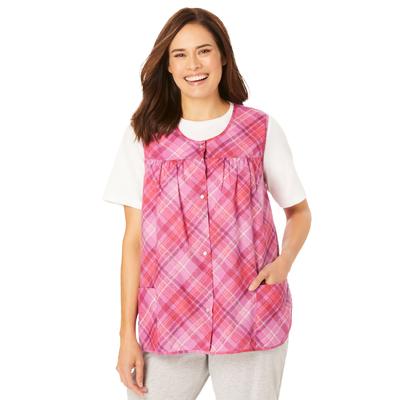 Plus Size Women's Snap-Front Apron by Only Necessities in Pretty Orchid Bias Plaid (Size 22/24)