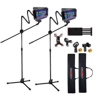 5 Core 2Pcs Microphone Stand + Phone Holder Floor Boom Mic Stand Gooseneck + Tablet Holder in Black | 4 H x 4 W x 30.5 D in | Wayfair MS MOB 2PCS