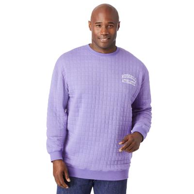 Men's Big & Tall Russell® Quilted Crewneck Sweatshirt by Russell Athletic in Washed Periwinkle (Size 4XLT)