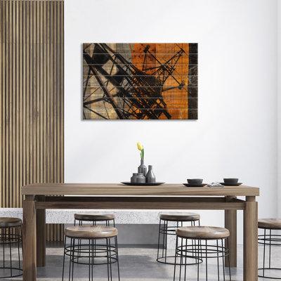 17 Stories High-Voltage Tower by Irena Orlov - Unframed Painting on Wood Metal in Brown/Orange | 26 H x 40 W x 1.5 D in | Wayfair