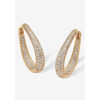 Women's 8.10 Tcw Cubic Zirconia Yellow Gold-Plated Inside-Out Huggie-Hoop Earrings by PalmBeach Jewelry in Gold