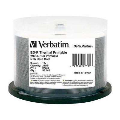 Verbatim 97338 BD-R 25GB 16x DataLifePlus White Thermal, Hub Printable Spindle (50 P 97338