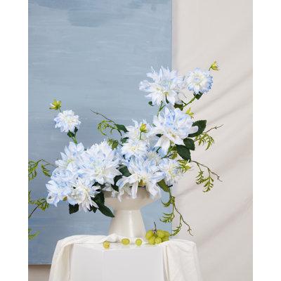 Primrue 16 Pieces 17" Artificial Dahlia Flowers for DIY Home & Centerpieces Decór Silk in White/Blue | 17 H in | Wayfair