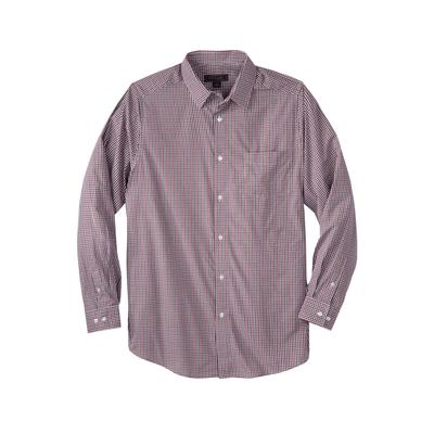Men's Big & Tall KS Signature Wrinkle-Free Long-Sleeve Dress Shirt by KS Signature in Rich Burgundy Gingham (Size 18 33/4)