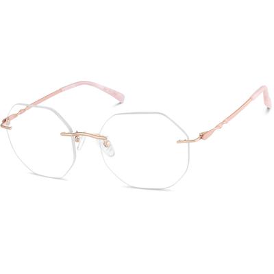 Zenni Women's Geometric Rimless Prescription Glasses Pink Stainless Steel Frame