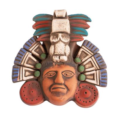 Ah Puch Headdress,'Handcrafted Ceramic Mask of Mayan God Ah Puch from Mexico'