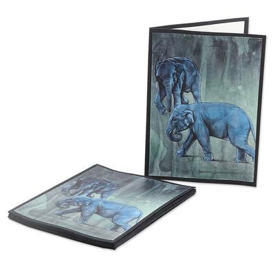 'Elephant-Themed Handmade Paper Greeting Cards (Set of 5)'
