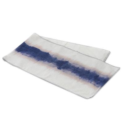 Indigo River,'Hemstitched Tie-Dyed Table Runner'