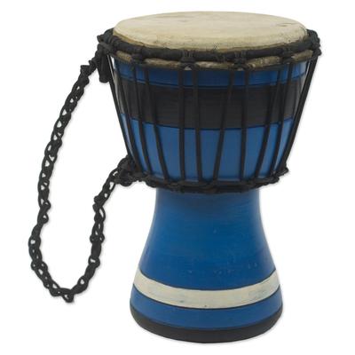 Blue Invitation to Peace,'Blue Decorative Djembe Drum Artisan Crafted in West Africa'