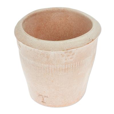 Natural Rustic,'Handcrafted Small Ceramic Flower Pot from Mexico'