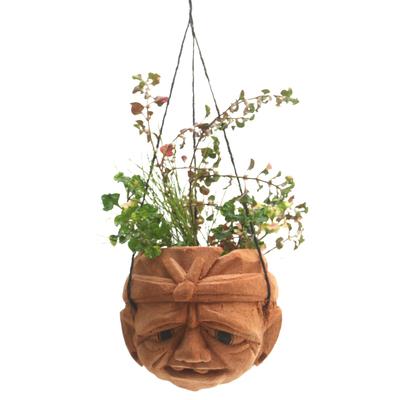 Don't Worry,'Carved Coconut Shell Hanging Planter'