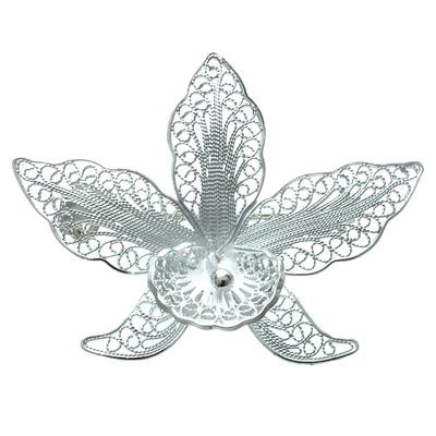 Orchid Filigree,'Sterling silver brooch pin'