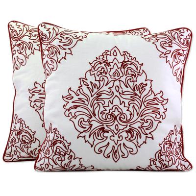 Abstract Beauty,'Two 100% Cotton Embroidered Cushion Covers from India'