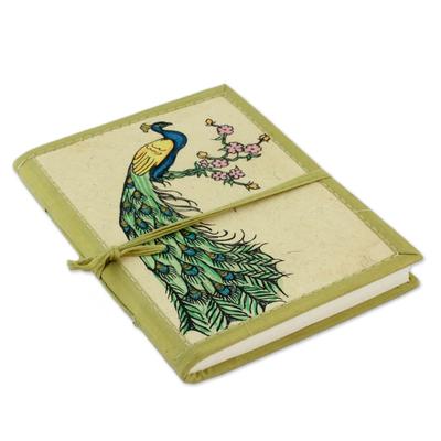 Handmade paper journal, 'Peacock Journeys'