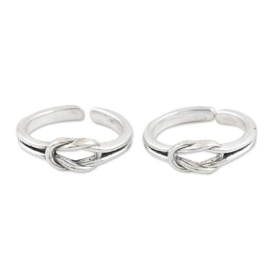 Knot Theory,'Handmade Sterling Silver Knotted Toe Rings from India (Pair)'