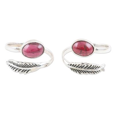 Late Autumn,'Garnet and Sterling Silver Toe Rings (Pair)'