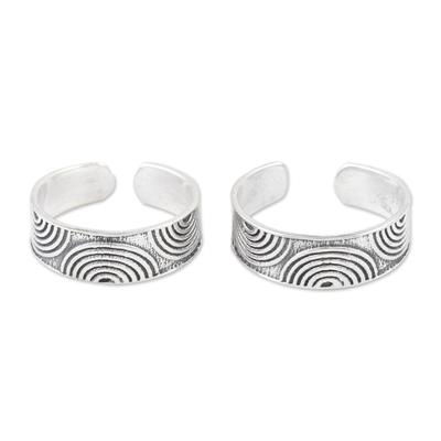 Hypnotic Style,'Set of 2 Bohemian Style Sterling Silver Toe Rings from India'