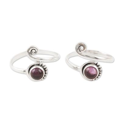 Gemstone Spiral in Purple,'Amethyst and Sterling Silver Toe Rings (Pair)'