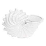 'Handcrafted Shell-Shaped Ceramic Flower Pot in White'