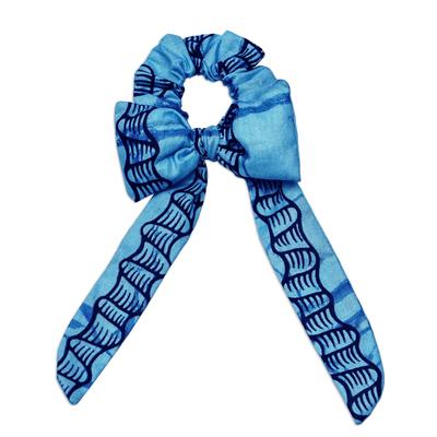 Blue Virtue,'Blue Cotton Hair Scrunchie from Ghana'