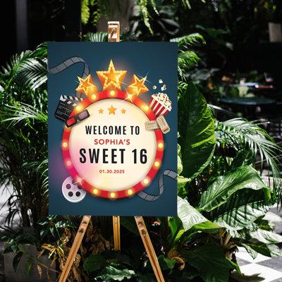 Koyal Wholesale Large Custom Sweet 16 Welcome Sign, Movie Theme, Canvas Sign For Party Decor, 1-Pk | 20 W x 16 D in | Wayfair A3PP09620